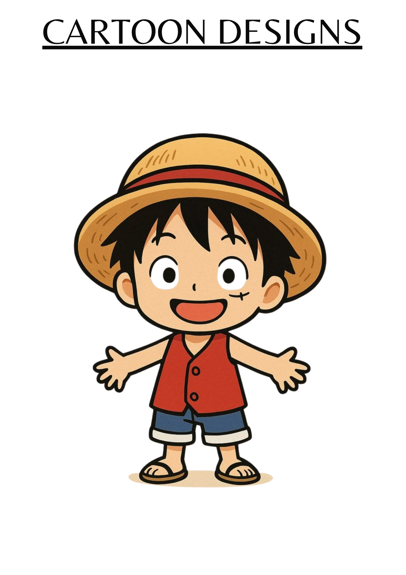 Monkey D. Luffy Chibi Mascot Illustration